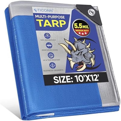 Zware Duurzame Zeil, Waterdichte en Scheurbestendige Zeil met Versterkte Ringen en Randen (Blauw, 25cm x 30cm)