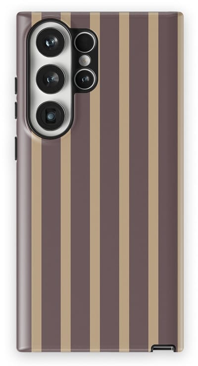 DripCase Gestreept Hoesje Samsung Galaxy S23 Ultra | Backcover met Mag | Stripes Motief | Trendy Case Samsung Galaxy S23 Ultra met Strepen Velvet Praline