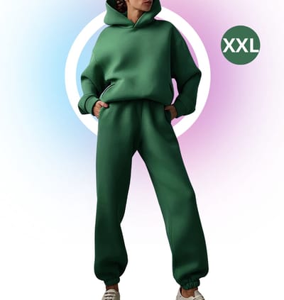 Livano Joggingpak Dames - Huispak - Trainingspak - Volwassenen - Capuchon - Jogging Pak - Joggingspak - Donker Groen - Maat XXL