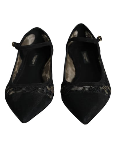 Dolce & Gabbana Zwarte Taormina Kanten Bellucci Ballerina's