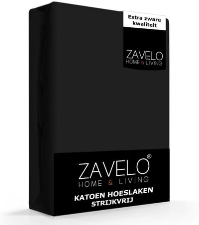Zavelo Hoeslaken Katoen Strijkvrij Zwart-Lits-jumeaux (160x210 cm)