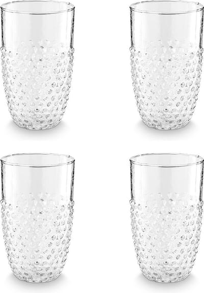 vtwonen Longdrinkglazen Dots - Glazen - Set van 4 Drinkglazen - Servies - 400 ml