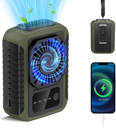 Draagbare Heupventilator – 6000mAh Oplaadbaar – 20 Werkuren – 3 Snelheden – Klembaar & Draagbaar – Voor Buiten, Sport en Werkterrein (Groen)