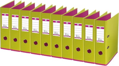 Ordner A4 Set van 10 Stuks in Lichtgroen en Roze - Robuuste Ringband voor Archivering