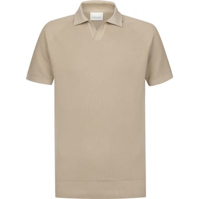 Poloshirt beige v hals Profuomo normale fit korte mouw