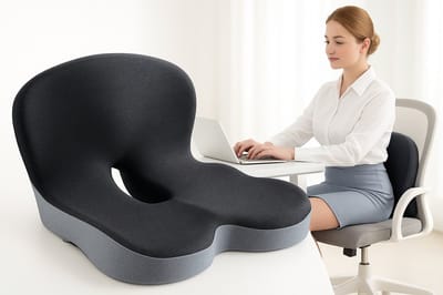 Dutchers® Ergonomisch Zitkussen met Rugleuning – Comfortabel Stoelkussen - Stuitkussen - Wasbare hoes - Wigkussen – Voor Stuitje, Aambeien, Rugklachten & Zwangerschap – Zitcomfort voor Auto, Kantoor, Rolstoel & Thuis