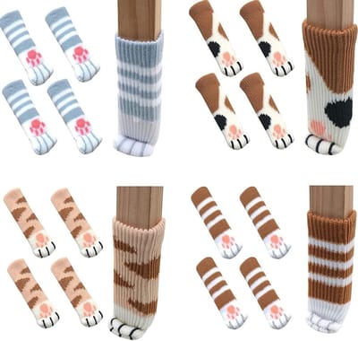 Famanu – Stoelpootbeschermers van polyester met rubberen grip - krasvrij en geluidsdempend - elastische meubelpootsokken voor tafel - bureau en bank - vierkant - set van 16 - multikleur