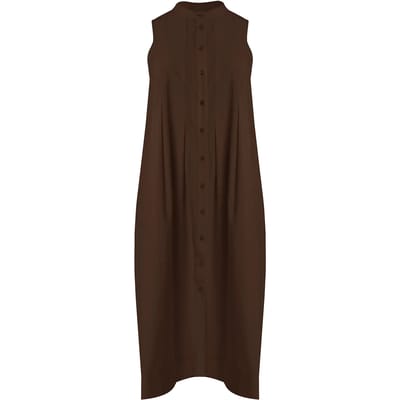 Mouwloze Overhemdjurk Mandarijnkraag Vrouw Mat Fashion