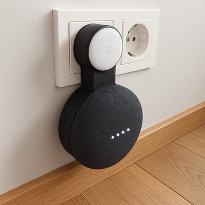 Muurbeugel geschikt voor: google nest mini smart speaker / google home mini Zwart met stroom aansluiting