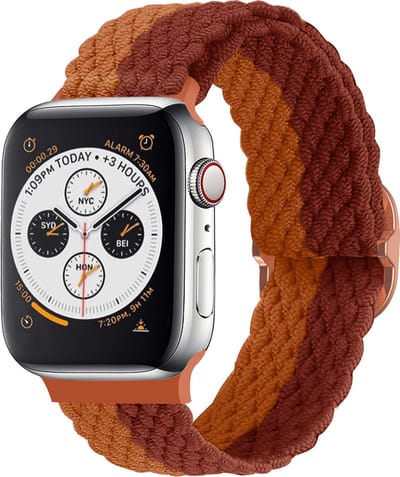 Strap-it Gevlochten / Geweven bandje - Geschikt voor Apple WatchSeries 1/2/3/4/5/6/7/8/9/10/11/SE/SE2/SE3/Ultra (2) - Bruin mix - Braided verstelbaar iWatch bandje maat: 44mm / 45mm / 46mm / 49mm