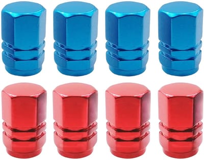 Dailygoods- Ventieldopjes Aluminium - 8 Stuks - Universele Pasvorm - Stofdicht - Geschikt voor Auto/Fiets/Babybuggy - Zeshoekig Ontwerp - Ventieldoppen