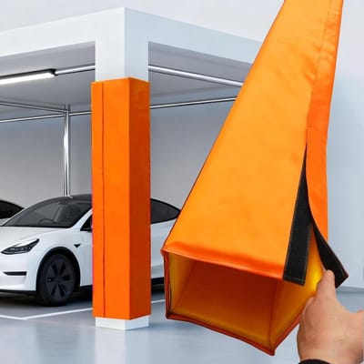 Paalbeschermer Schuimhoes - Paalkussen Kolomhoes - Basketbal Veiligheid - Aanpasbare Maat - H 7ft - Oranje