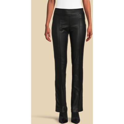 GUESS Marciano By  Mirta Straight Pant Jet Black Leather Size: 38 | Leather Pants Outlet | Dames | Zwart