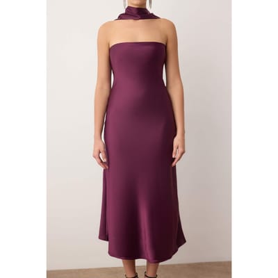 Paarse, rechte, mouwloze maxi-jurk voor dames, chique/avondjurk