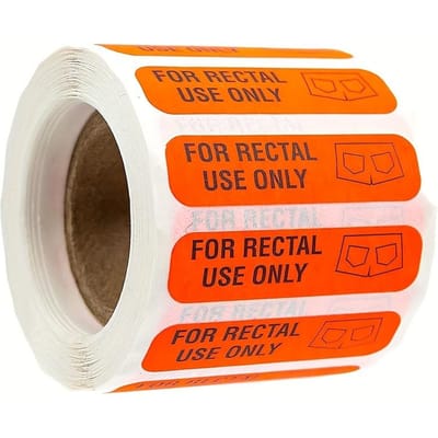 Autocollants de décoration médicale amusants « Pour usage rectal uniquement » - Décorations de salle de bain orange vif, Entraînement médical, Décorations de fête - Texte audacieux