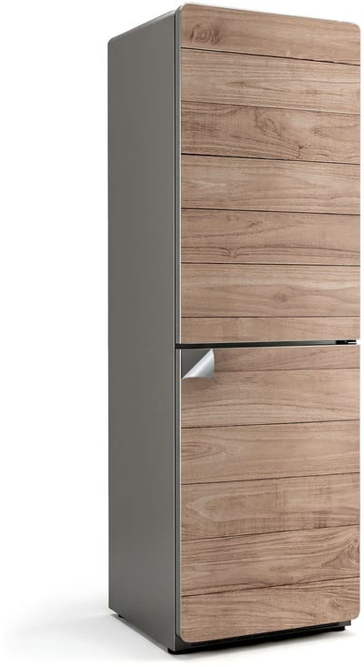 Wallfluent Koelkaststickers - Verticaal houten bord Koelkast Folie - 60 cm x 190 cm - Beige Koelkaststickers - Grote Koelkast Sticker - Koelkast Design - Decoratieve Koelkaststicker - Koelkast Opknappen Sticker