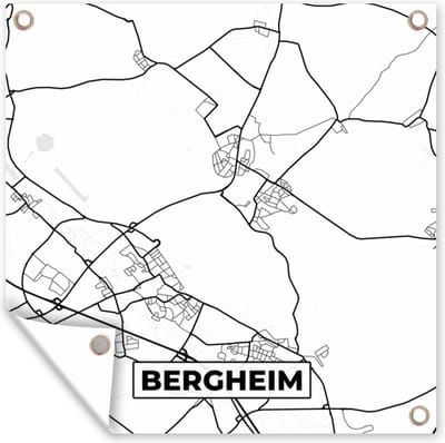 Tuin poster Kaart - Plattegrond - Bergheim - Stadskaart - 200x200 cm - Tuindoek