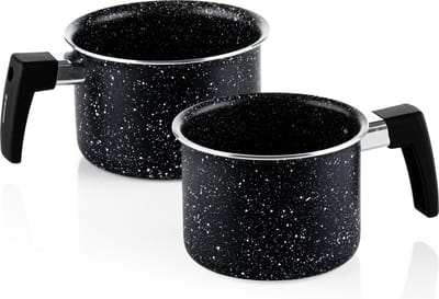 Westinghouse 2-delige Melkpannenset – Ø 12 cm + 14 cm – Inductie – PFOA-vrij – Melkkannetje – Black Marble