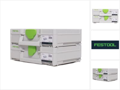 Festool Systainer-set 2x SYS3 M 112 ( 2x 204840 ) 7,7 liter 396x296x112 mm gereedschapskoffer koppelbaar