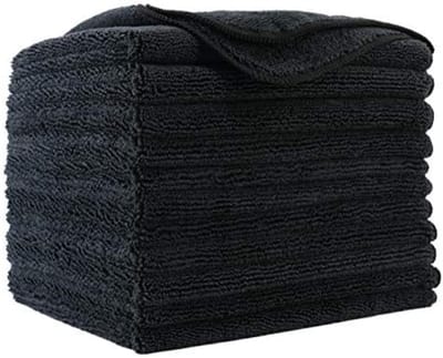PromoHome Premium Microvezel Schoonmaakdoeken Set - 12 Stuks - 40x40 cm - Ultra Absorberend - Geschikt voor Auto, Huis en Kantoor - Zwart