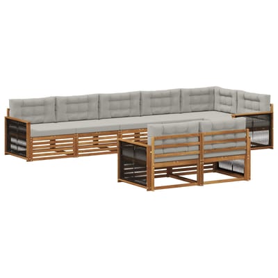 vidaXL - Buiten - bank - set - 8 - st - Naturel - en - lichtgrijs