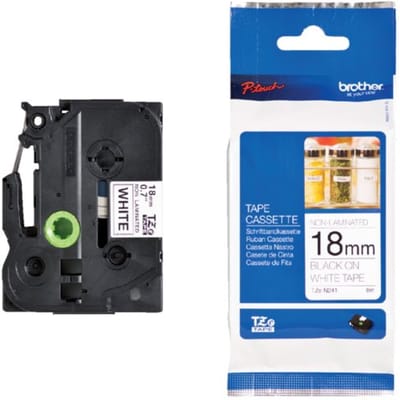 Labeltape Brother P-touch TZe-N241 ongelamineerd 18mm zwart op wit