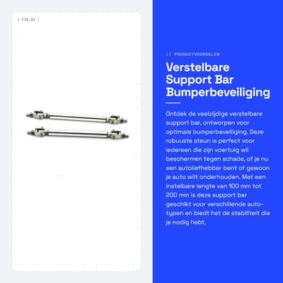 Dailygoods- Steunbalk Verstelbaar - Bumperbeugel - Roestvrij Staal - 100 mm/150 mm/200 mm - Duurzaam - Schokbestendig - Steun