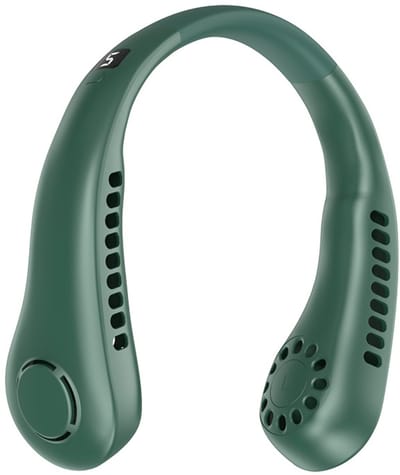 Draagbare nekventilator, 5000 mAh, USB oplaadbaar, persoonlijke nekventilator, 5 snelheden (groen)