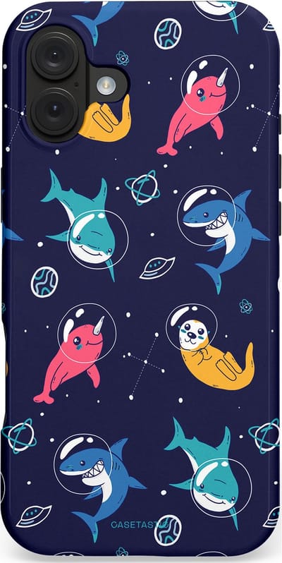 Casetastic hoesje geschikt voor Apple iPhone 16 Plus - MagSafe - Dubbellaagse bescherming - Ruimte Oceaan Blauw - Fashion Case - Donkerblauw