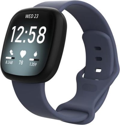 By Qubix - Compatible Fitbit bandje - geschikt voor Fitbit Versa 3 & 4 / Sense 1 & 2 Sportbandje - Grijsblauw - Maat: S/M Smartwatchbandje bandje Armband Polsband Strap Band Watchband