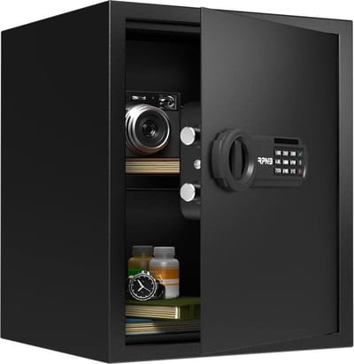 MKSS® Kluis met Vingerafdruk - Brandwerend - Safe met Noodsleutel - 35x35x40cm - Zwart