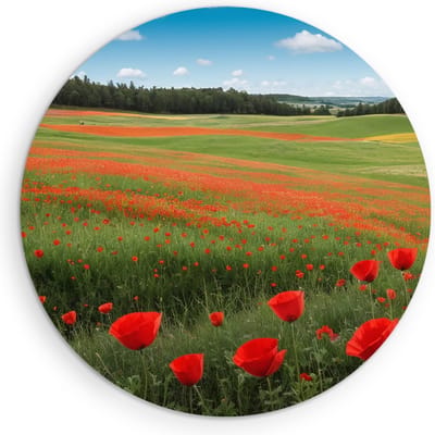 Saammp Muurcirkel Hout - Tulpenveld - Natuur - Landschap - Ø 90 - Wandcirkel - Wanddecoratie Cirkel - Muurdecoratie Woonkamer - Slaapkamer decoratie - Rond Schilderij