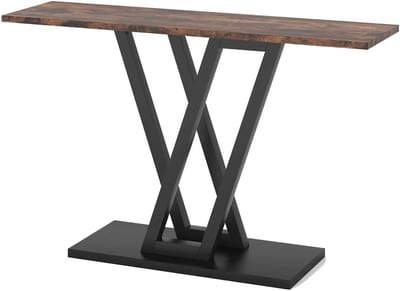 CORE Consoletafel - V-vormige entreetafel - Haltafel - Gangtafel - Bijzettafel - Industrieel design - 110x30x80cm - Zwart en bruin