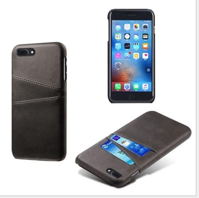 Back Cover met Opbergvakjes + Gehard Glas Screenprotector voor iPhone 7 Plus _ Zwart