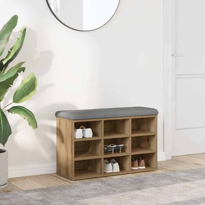 vidaXL - Schoenenbank - 82x32x50 - cm - bewerkt - hout - artisanaal - eikenkleur