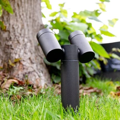 Set van 6 Pinero Dubbel LED prikspots - GU10 8W 690lm - Dimbaar - Kantelbaar - GU10 - 6500K - IP64 - Zwart - Inclusief installatiemateriaal (Kabel & connector)