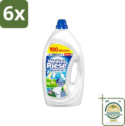 Weißer Riese - Wasmiddel - Gel - Witte Was - 4.5L - 100 Wasbeurten - Voordeelverpakking - 6 stuks - Wasgel - Vlekken verwijderen