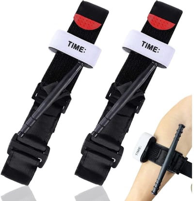 Tactical Tourniquet Set Van 2 -Twee Maten - 95CM - EHBO - Stuwband Bloedafname - Knelband - Stopt Bloeden - noodtourniquet voor buiten - draagbare tourniquet - Zwart