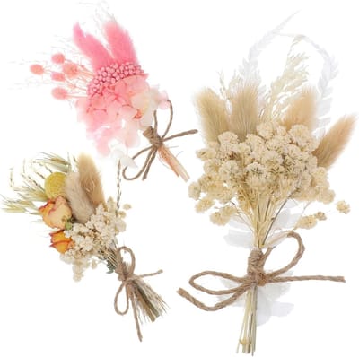Mini Droogboeketten - Gipskruid Boeketten - Bloemstuk Decoratie - Natuurlijke Sfeer - 6 Stuks - Diverse Kleuren