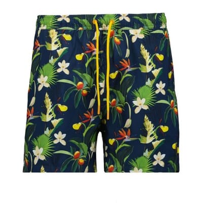 Ragman Swim Short Multicolor Leaves Floral Pattern Blauw-Multi / male