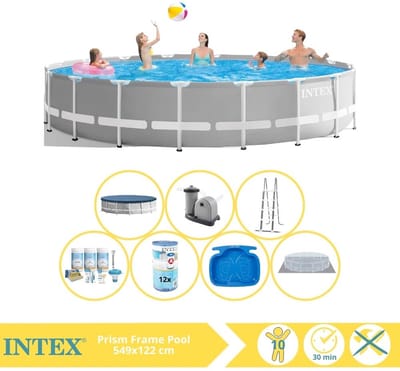 Intex Prism Frame Zwembad - Opzetzwembad - 549x122 cm - Inclusief Onderhoudspakket, Filter en Voetenbad