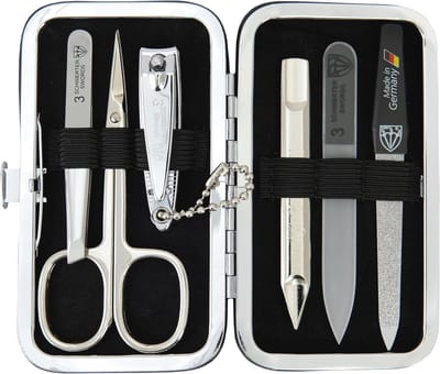 6-delige manicure set met huidschaar, nagelknipper en vijlen - zwart