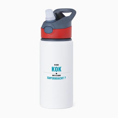 Hacebo® - ik ben kok wat is jouw superkracht? waterfles met rietje rood - Kok - iemand die goed kan koken - mensen die kok zijn - kook liefhebbers - verjaardagscadeau - verjaardag - cadeau - kado - geschenk - gift - water fles - 650ML