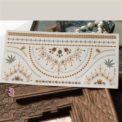 Metallic Bronzing Retro Tijdelijke Gouden Tattoo Body Art Bokini Tattoo Mobiele Telefoon Stickers Decoraties Damesaccessoires 3 gray
