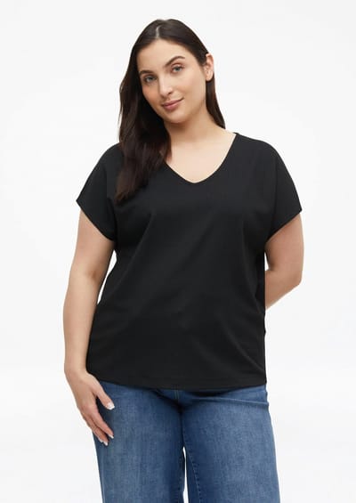 s.Oliver - female - Gestructureerd T-shirt met V-hals in een ontspannen pasvorm