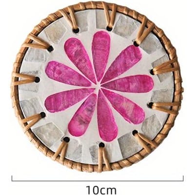 Kleurrijke Schelpen Ronde Rotan Onderzetter Eettafel Beschermer Pad Hittebestendig Bekeronderzetter Koffie Thee Hete Drank Mok Placemat Keuken