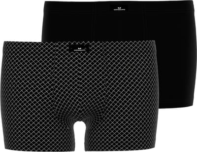 Gotzburg heren boxer normale lengte (2-pack) - zwart geruit