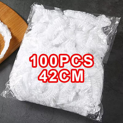 100 stuks wegwerp douchemutsen hotel plastic waterdichte hoofddeksels vrouwen transparante schoonheid haarverf salon mutsen elastische badmuts red