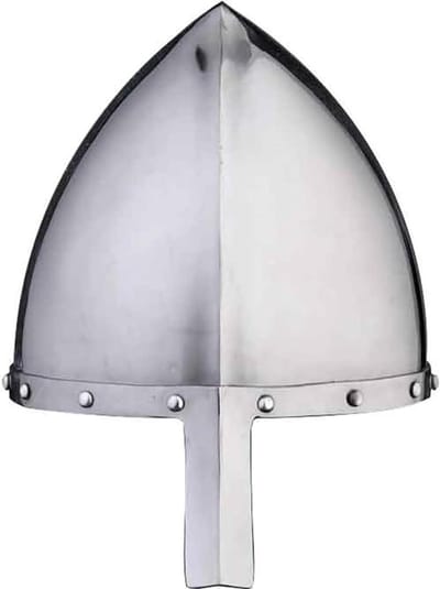 Historische Helm - Middeleeuws Pantser - Re-enactment Evenementen - Met Neusbeschermer - Hoofdomtrek 60cm - Zilver