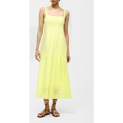 French Connection Broderie Strap Dress M Ss25 Lemon Gelato Size: 8 | Midi Dresses Outlet | Dames | Geel